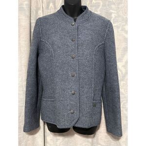 Vintage Manfred Wesenjak grey Solid Knit Mesh Vent Wool Cardigan Adult Size 44 G
